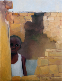 04 Lettie Gardiner - Child In Ruin (oil paint on canvas 44.5cmX58cm)