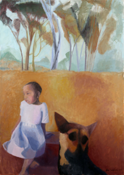 02 Lettie Gardiner - Child With Dog (oil paint on canvas 115cmX78cm)